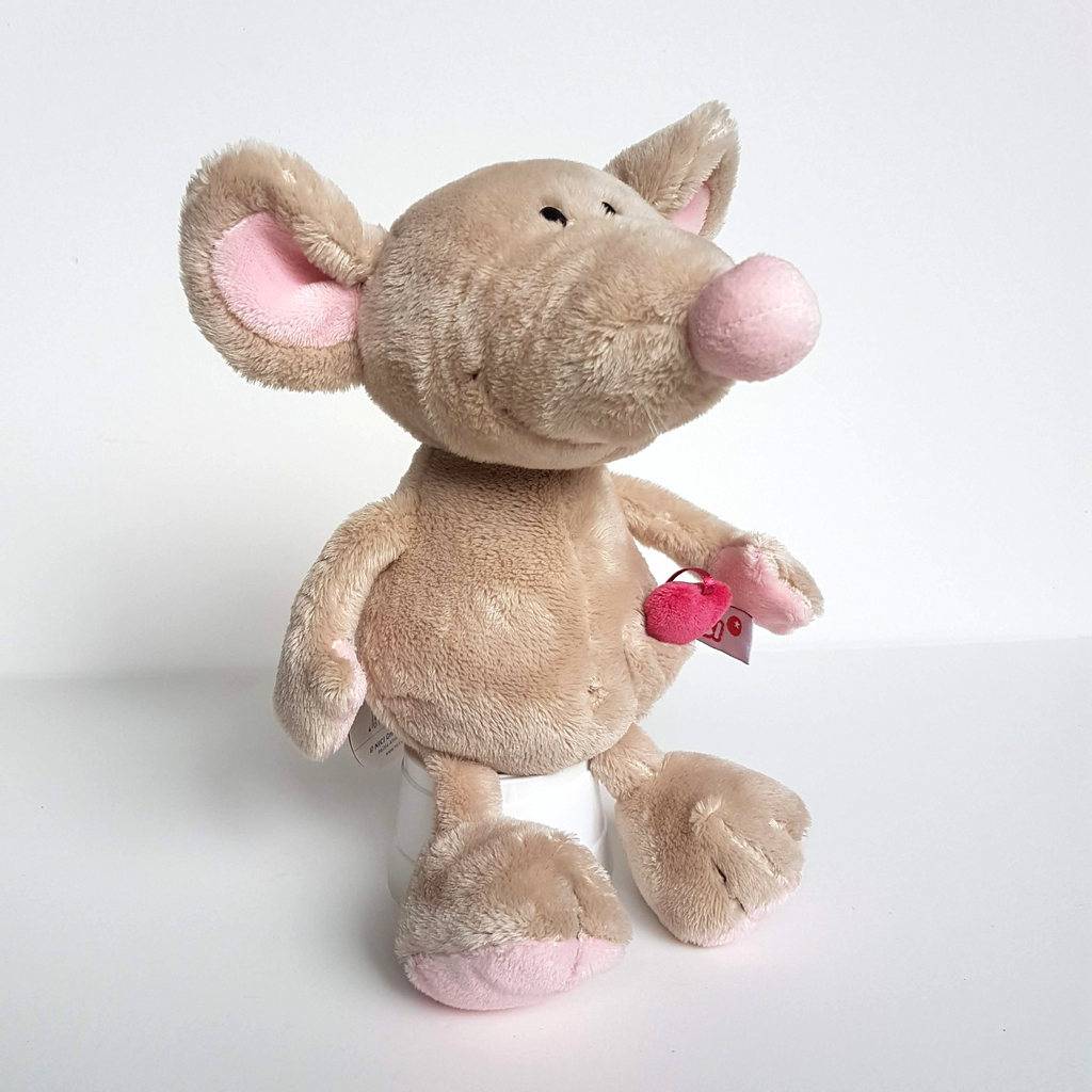 Nici BEIGE MOUSE Heart Plush Soft Toy 25cm Stuffed Animal 2009 Floppy Cuddly TAG0