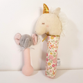 Alimrose UNICORN SQUEAKER ELEPHANT RATTLE Floral Toy Pastel Baby Soft Toy Animal0
