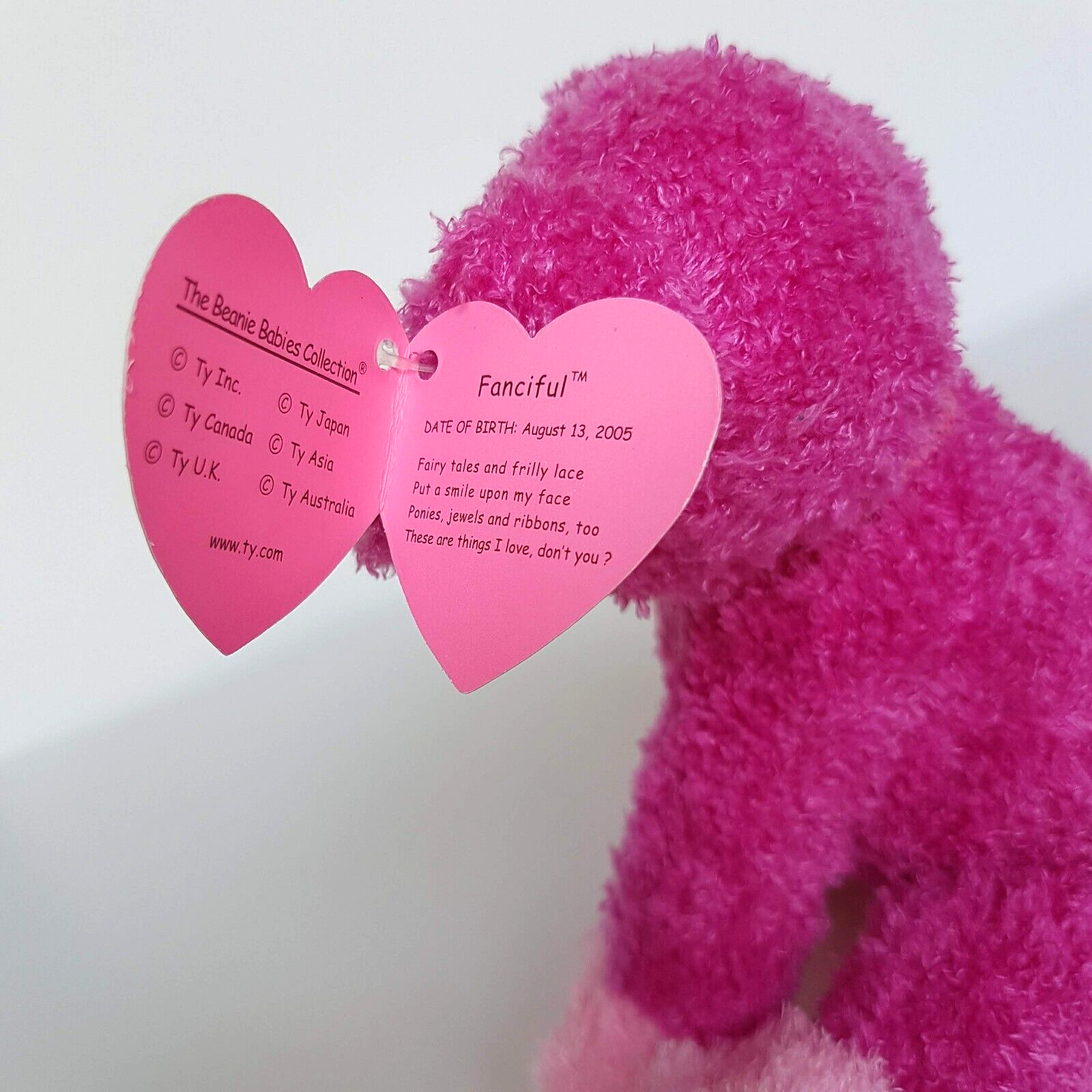 TY Beanie PINKYS FANCIFUL Dog Puppy Pink Plush Stuffed Animal TAGS Soft Toy Cute10