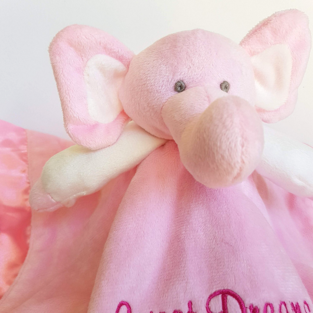SADIE PINK ELEPHANT Baby Lovey Comforter Security Plush Blanket Satin Edge Gift3