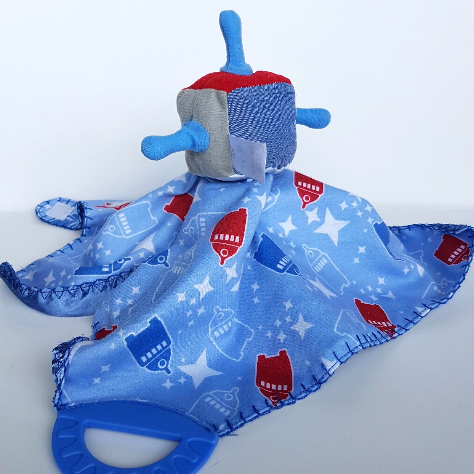 Target ROBOT Baby Lovey Security Blanket Plush Comforter Satin Soft Toy Blue4