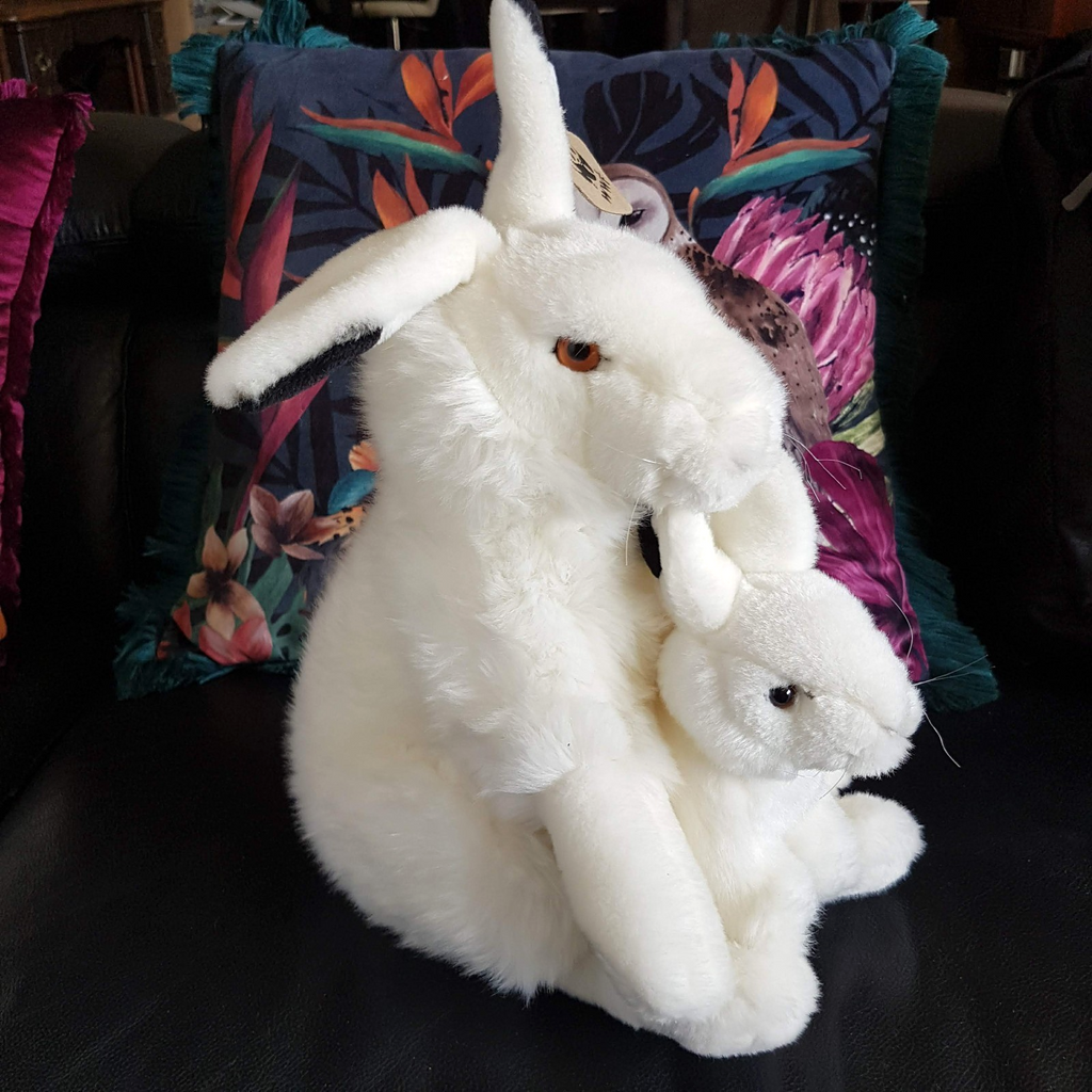 Rare WWF White ARCTIC HARE + BABY Plush Stuffed Animal Soft Toy Collectible HTF0
