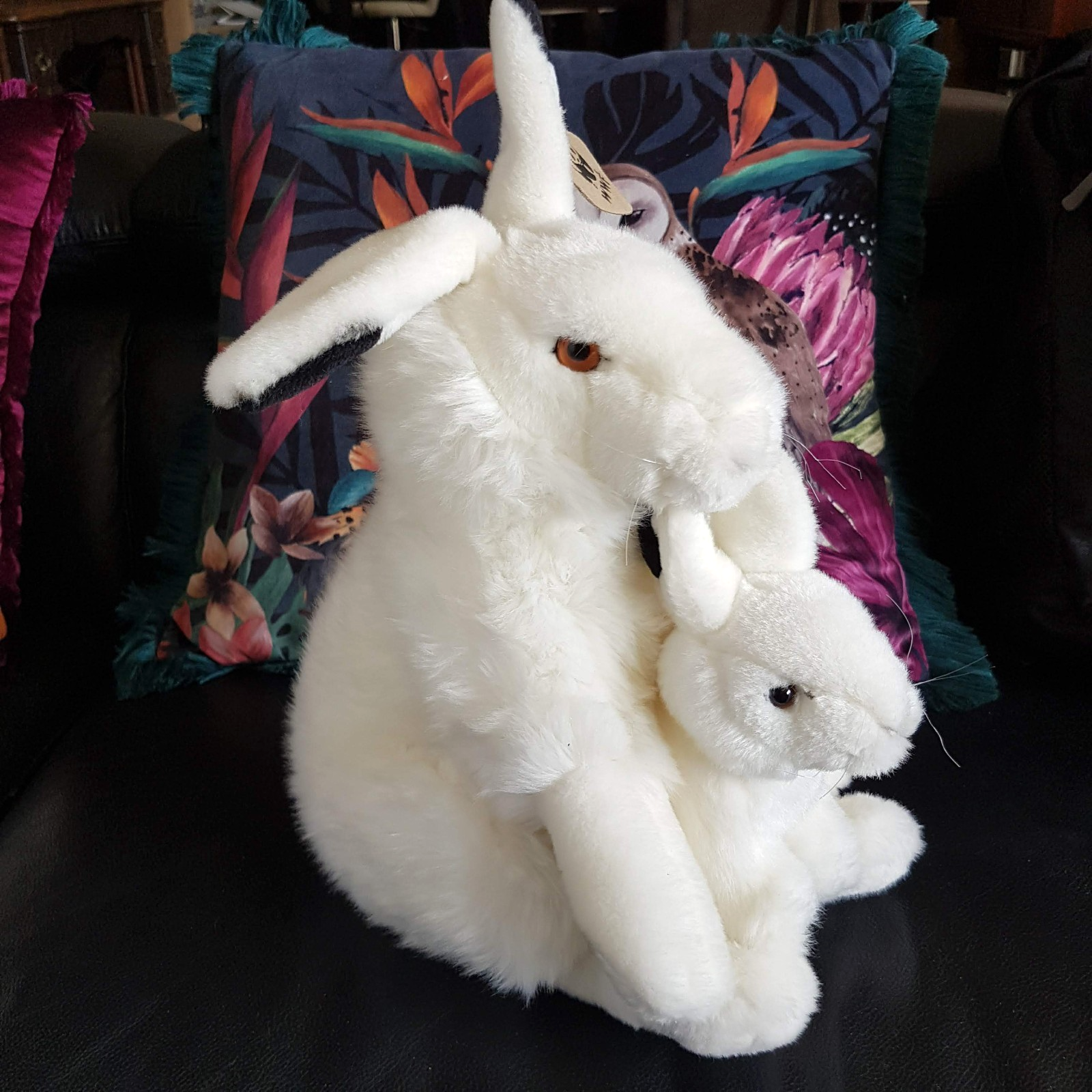 Rare WWF White ARCTIC HARE + BABY Plush Stuffed Animal Soft Toy Collectible HTF0