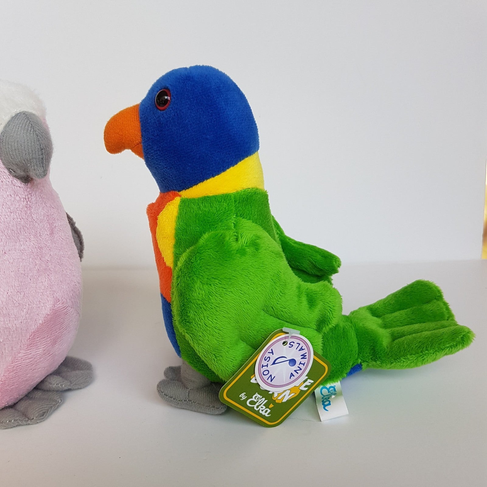 Elka GALAH + RAINBOW LORIKEET Sound 17cm Australian Bird Stuffed Animal Soft Toy3