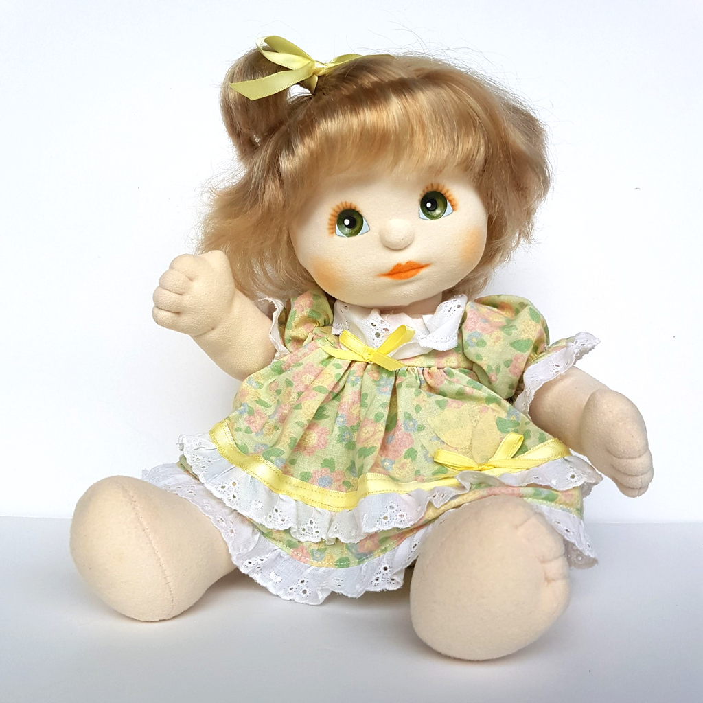 My Child Doll ASH TWO TONE TOP KNOT US Pale Skin 1986 Green Eyes Peach DRESSED0