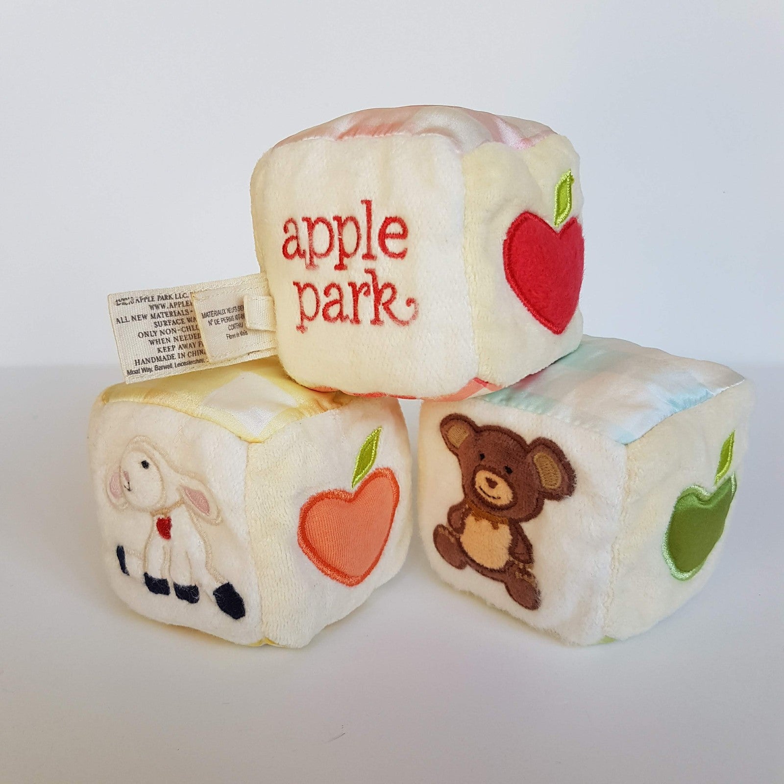 Apple Park BABY PLAY CUBES Plush RATTLE 1 2 3 Animals Activity Toy Soft Toy Cute4