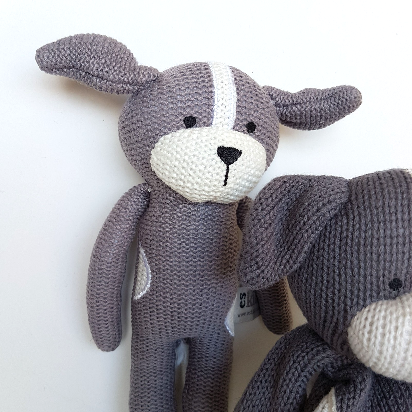 ES Kids DOG LOVEY + RATTLE SET Knit Plush Comforter Security Blanket Soft Toy1