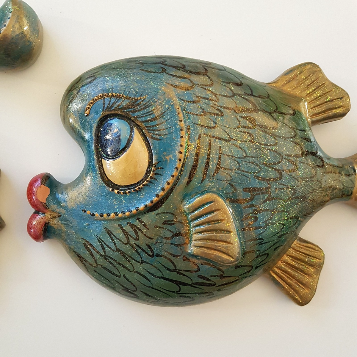 Decorative FISH SEAHORSE Wall Hanging Beach Coastal Wall Art Remo 2002 Signed3