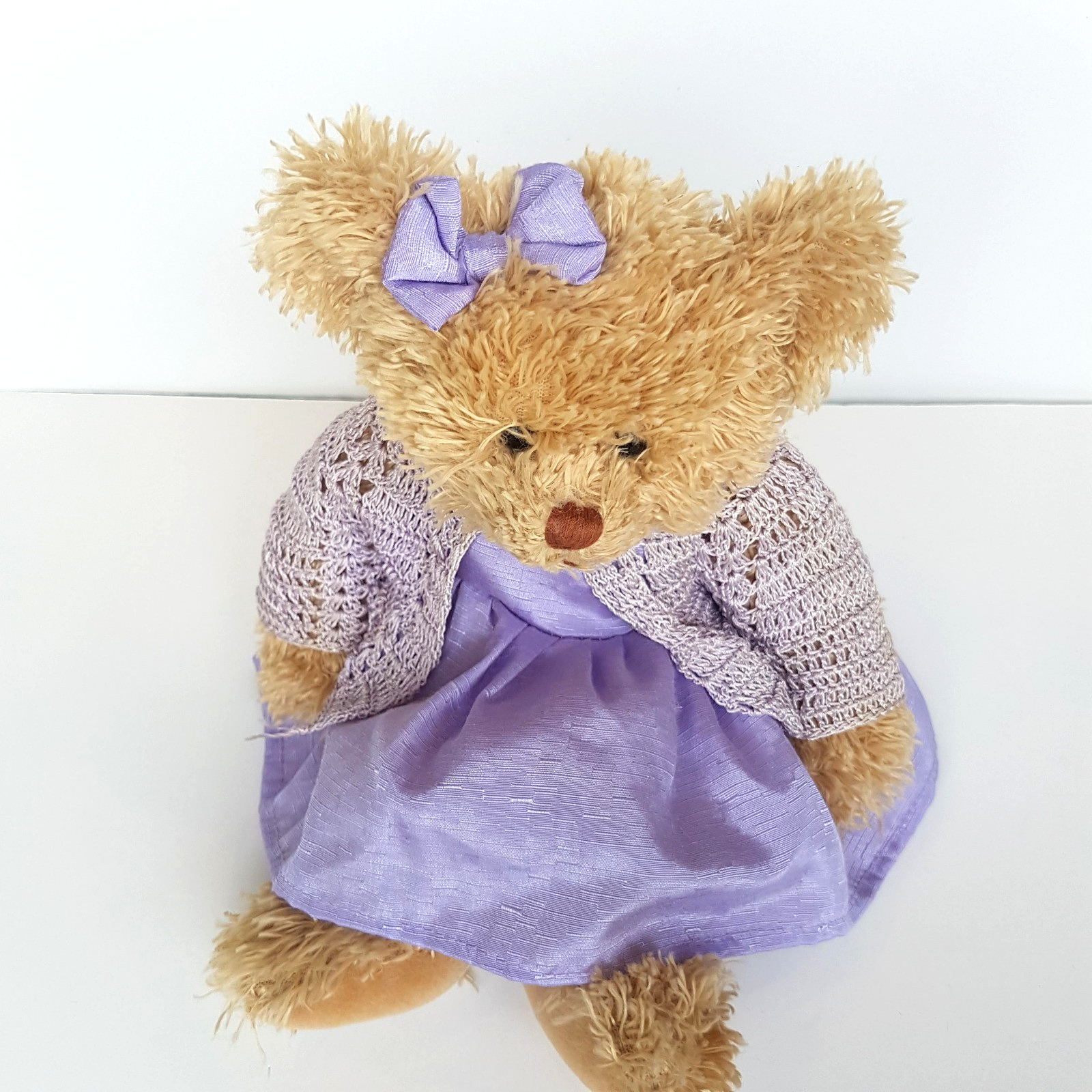 Pretty LAVENDER Teddy Bear PURPLE Dress Cardigan 30cm Soft Toy Stuffed Animal8