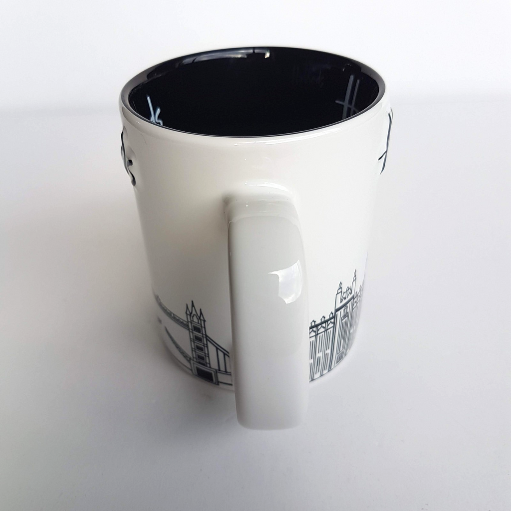 Harrods London SKYLINE Coffee Mug Black White Big Ben Eye Bridge Collectible Cup5