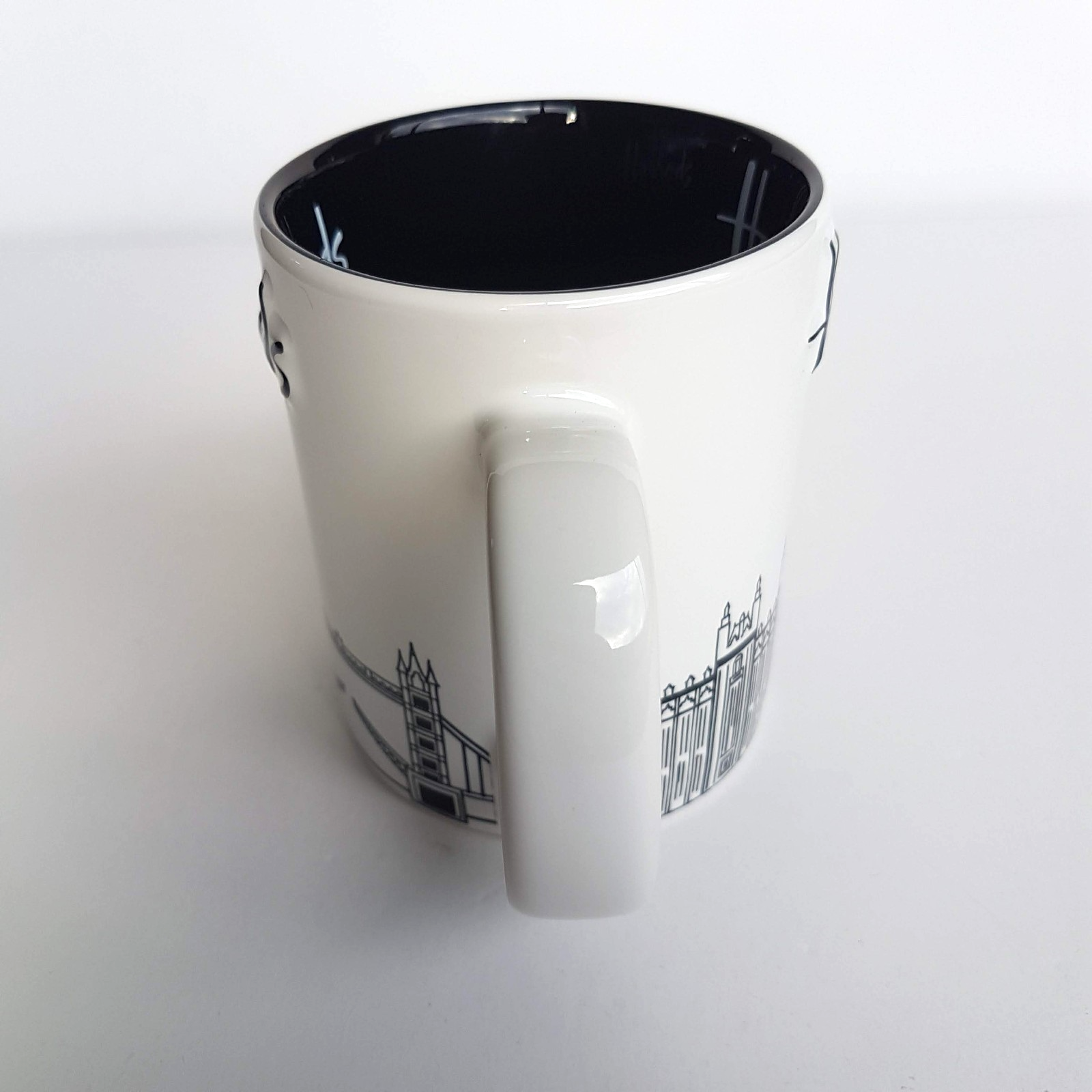 Harrods London SKYLINE Coffee Mug Black White Big Ben Eye Bridge Collectible Cup5
