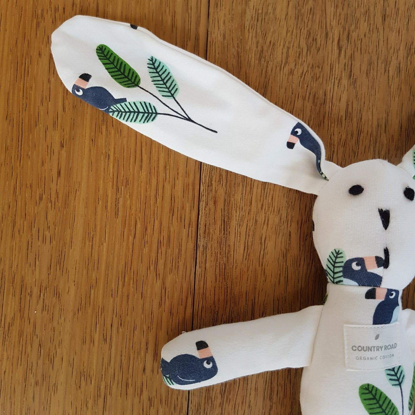 COUNTRY ROAD Baby Bunny Comforter Rabbit Plush Organic Cotton Tropical Birds2