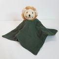 Muslin Knit GREEN LION Cat Baby Lovey Security Blanket Comforter Soft Toy Sleep0