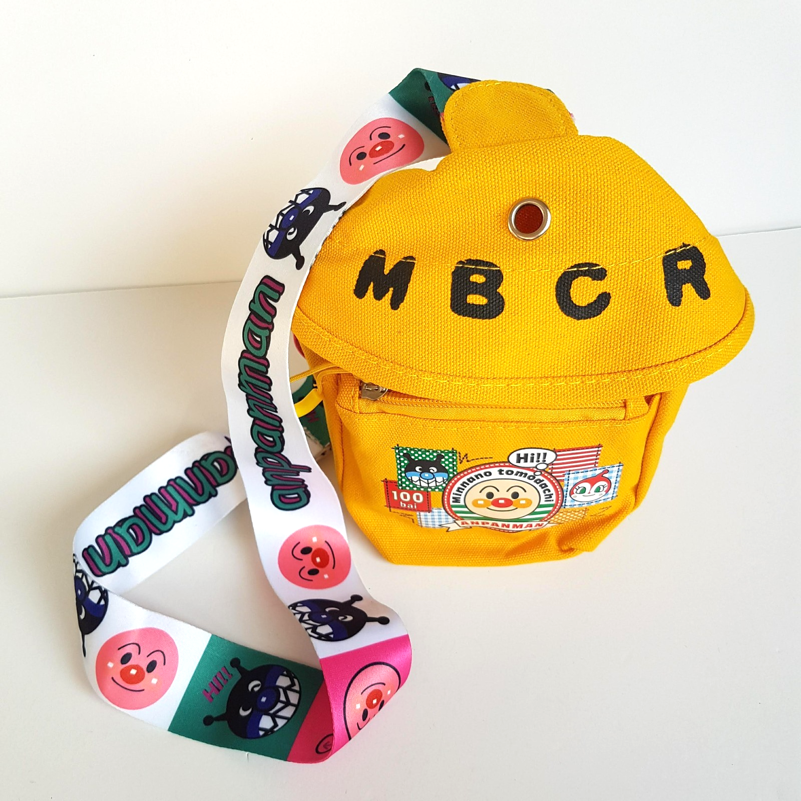Japan ANPANMAN Yellow Chest Purse BAG Crossbody Small Adjustable Strap Cartoon5