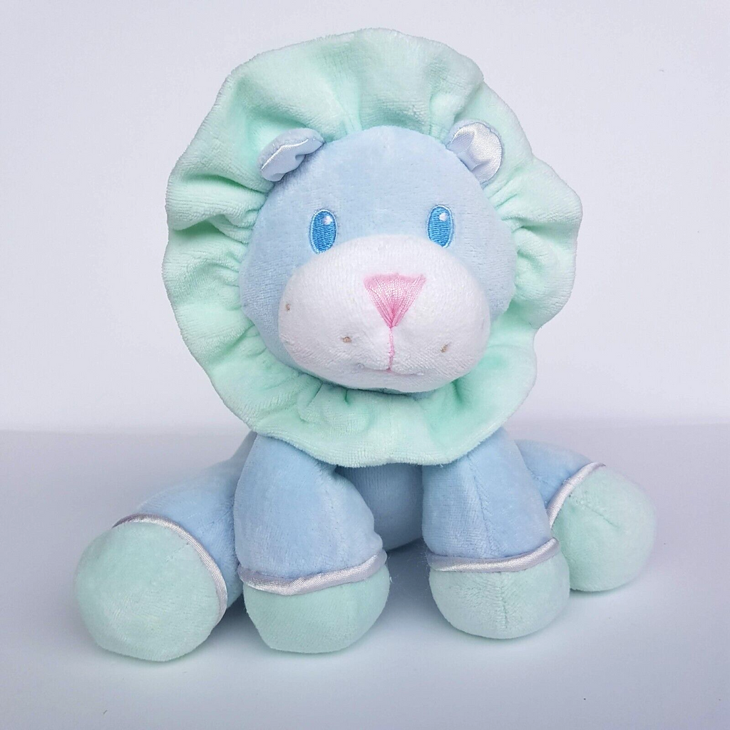 Vintage EDEN PASTEL LION Velour Baby Plush Stuffed Animal Lovey Rattle Soft Toy0