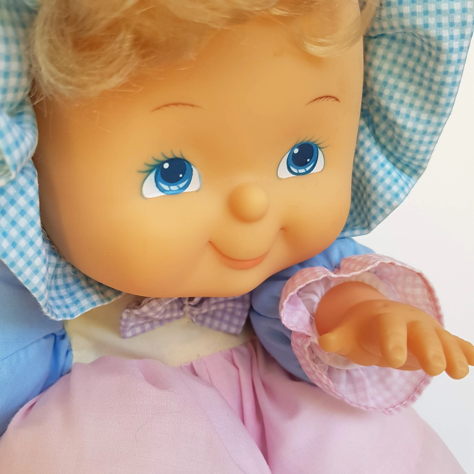 Vintage H.K City PUFF DOLL Baby Doll Puffy Body Bonnet Pink Blue Collectible Toy3