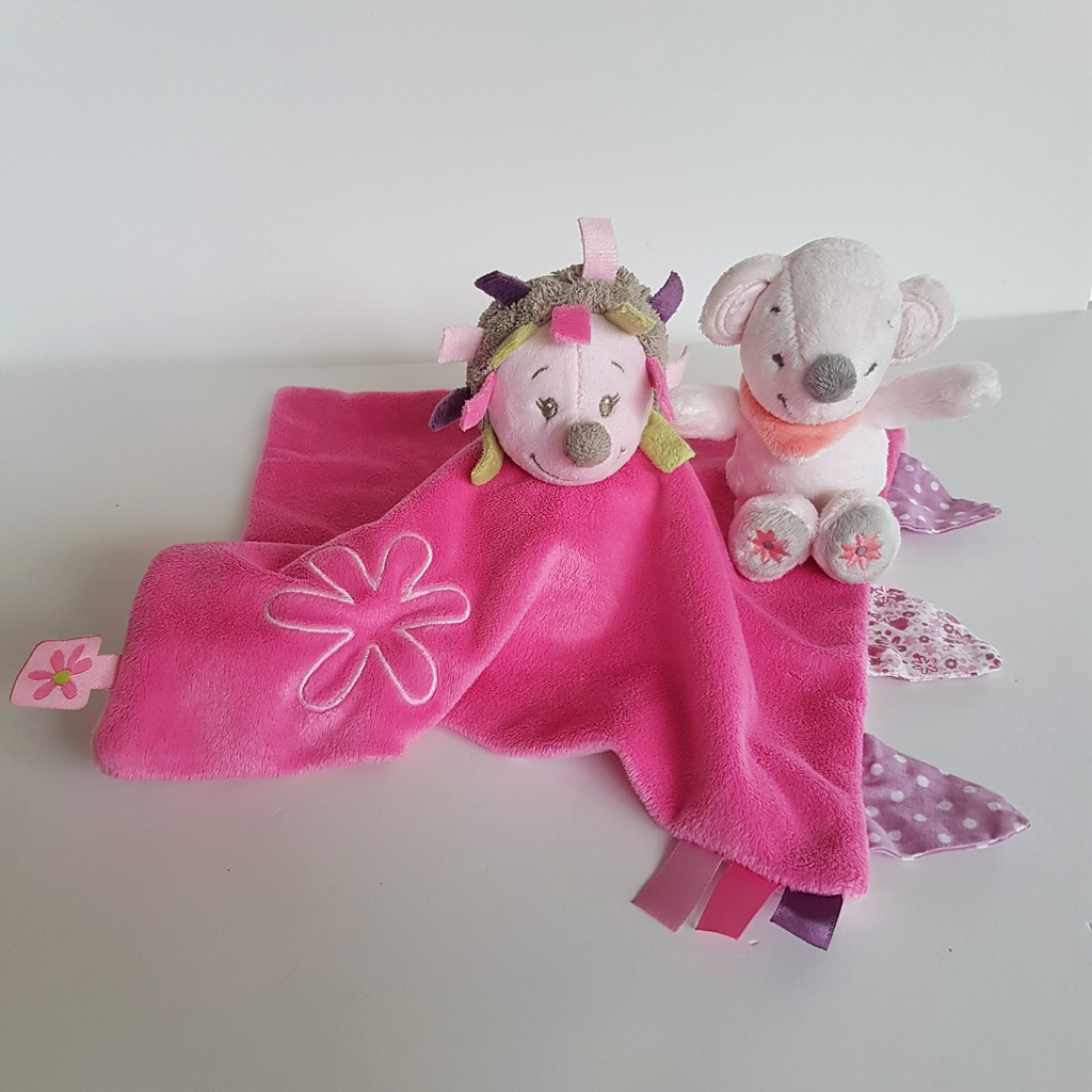 Nattou PORCUPINE ECHIDNA Baby Lovey Security Blanket Comforter + Mouse Soft Toy0