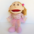 Kmart HAND PUPPET Girl Pink Tutu Floral Stuffed Kids Pretend Play Soft Toy0