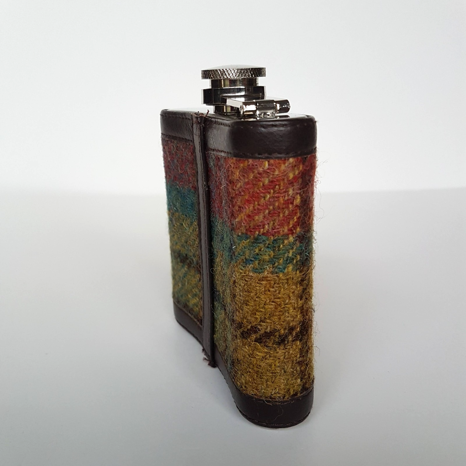 HARRIS TWEED 6oz Hip Flask Stainless Steel Scotland Wool Tartan 77ml Flask Gift2