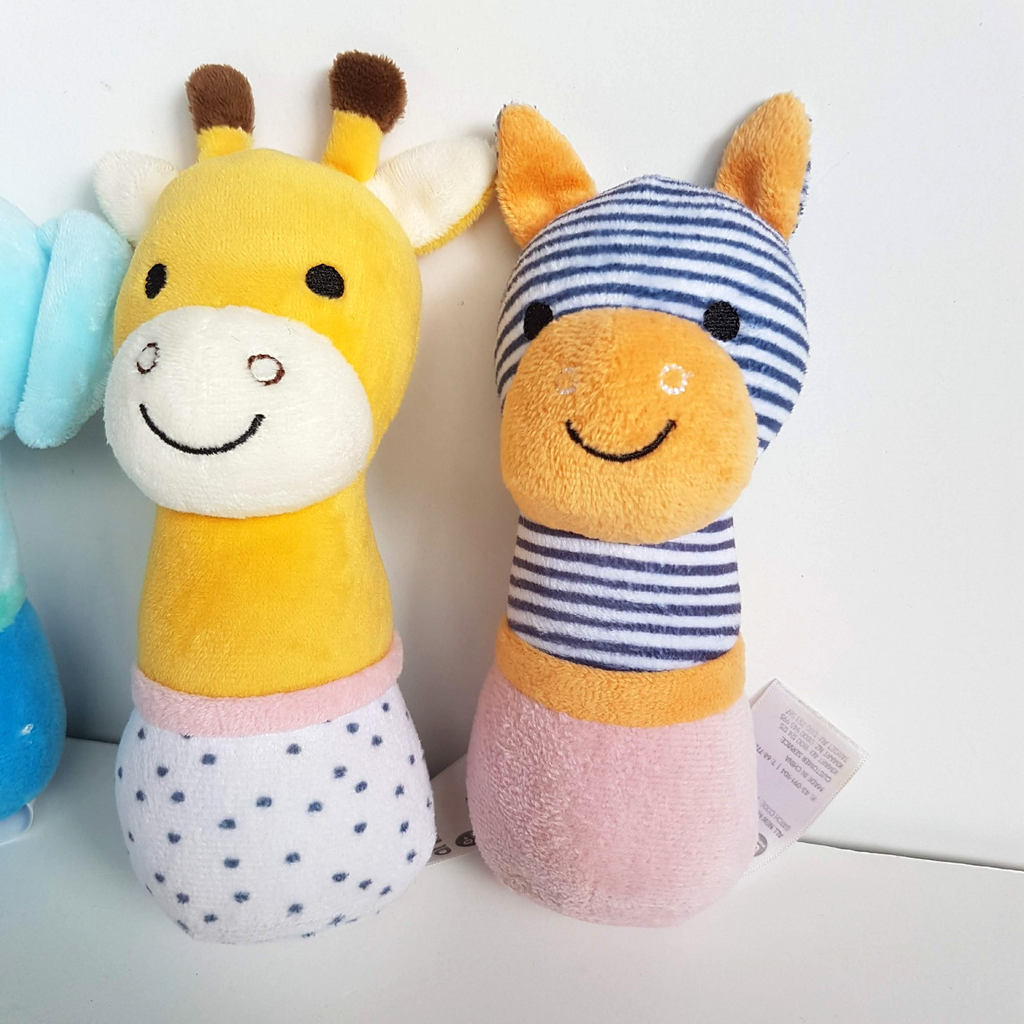 Anko ANIMAL BABY RATTLES Plush Stuffed Animal Soft Toy Baby Play Toy Bundle Lot3