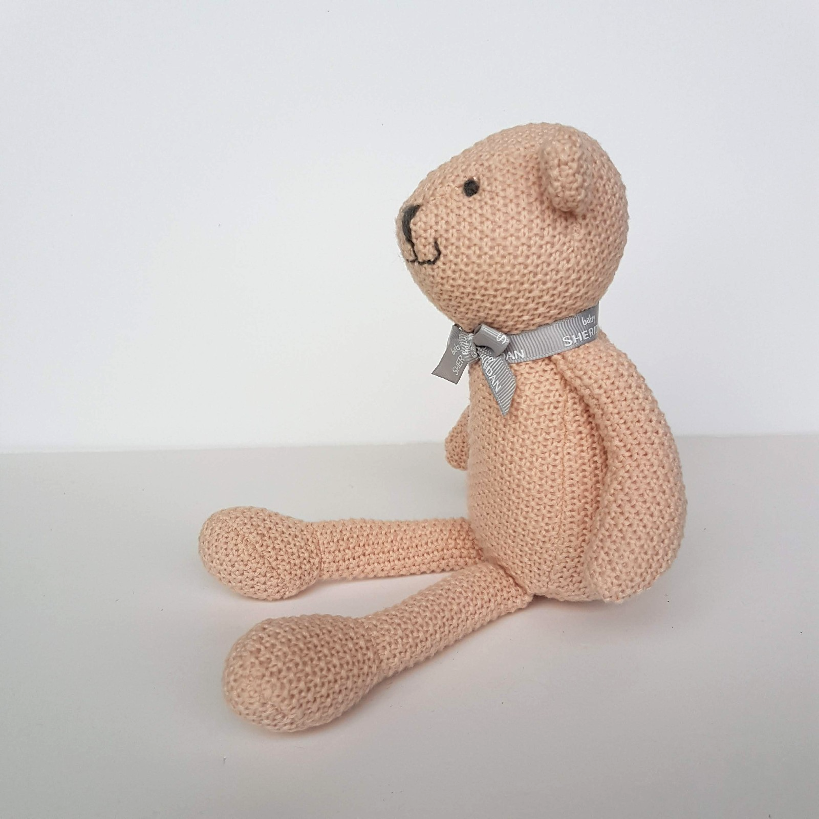 Baby Sheridan KNITTED BEAR RATTLE Lovey Pink Comforter Plush Soft Toy Animal6