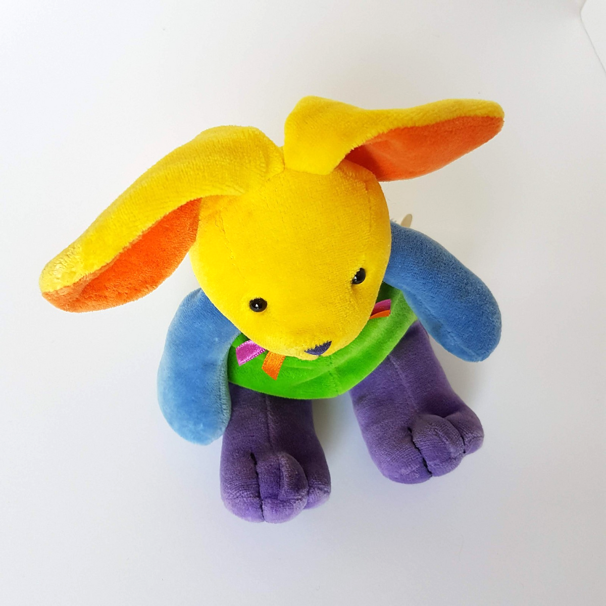 VTG Korimco VELOUR BUNNY RABBIT Plush 19cm Colour Block Soft Toy Stuffed Animal2