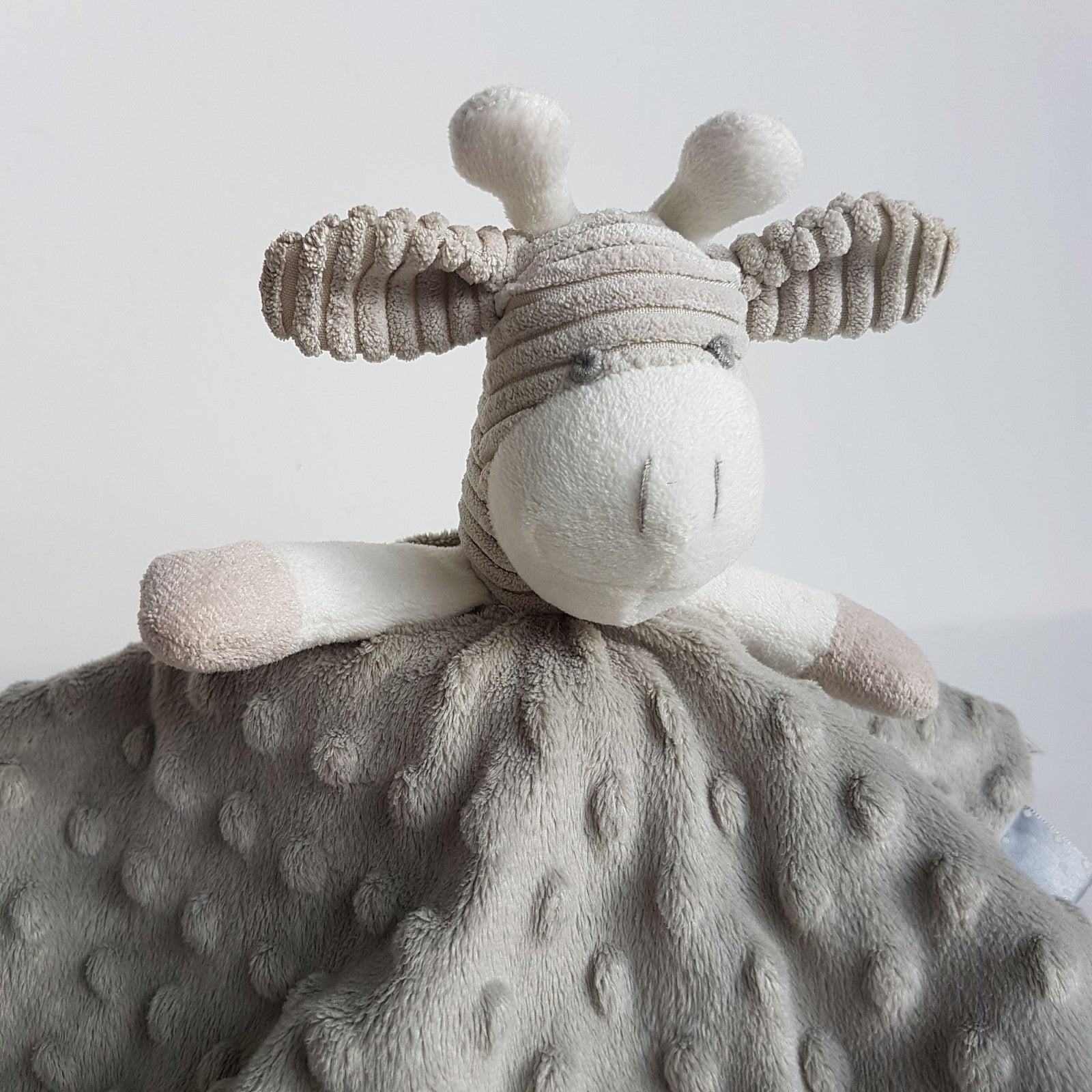 ES Kids GREY GIRAFFE Lovey Soft Toy Sleep Comforter Security Blanket Minky Dot1
