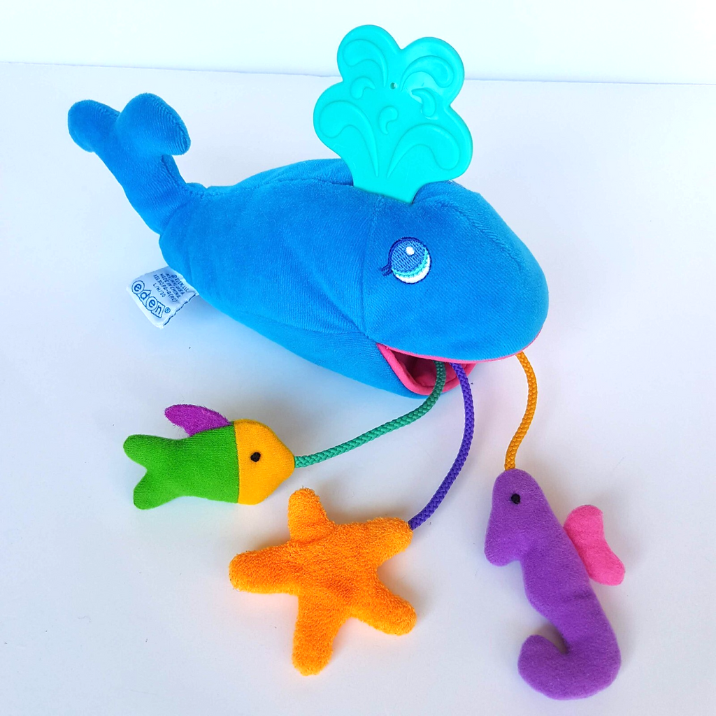 Vintage Eden BLUE WHALE Plush Baby 23cm Soft Toy Rattle Stuffed Animal Ocean Toy5