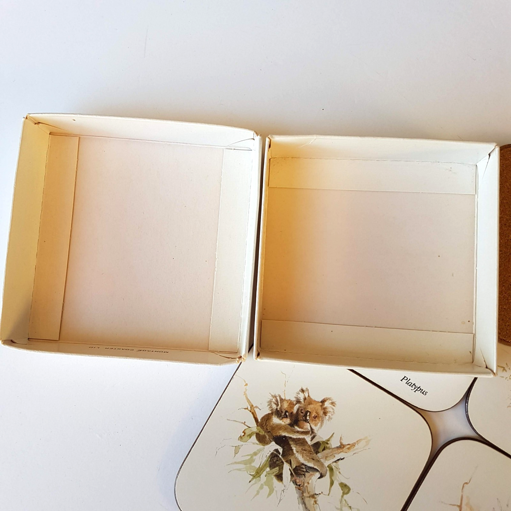 Australian Marsupials COASTER SET x 6 Watercolour Print Casa Collection Cork8