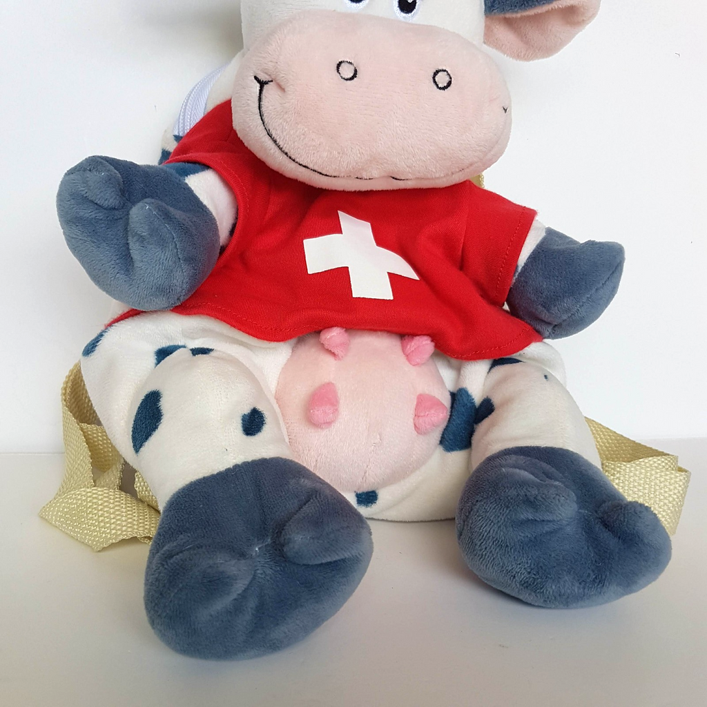 Rare MILKY FAMILY SWITZERLAND BACKPACK Cow Plush Stuffed Animal Soft Toy Bag4