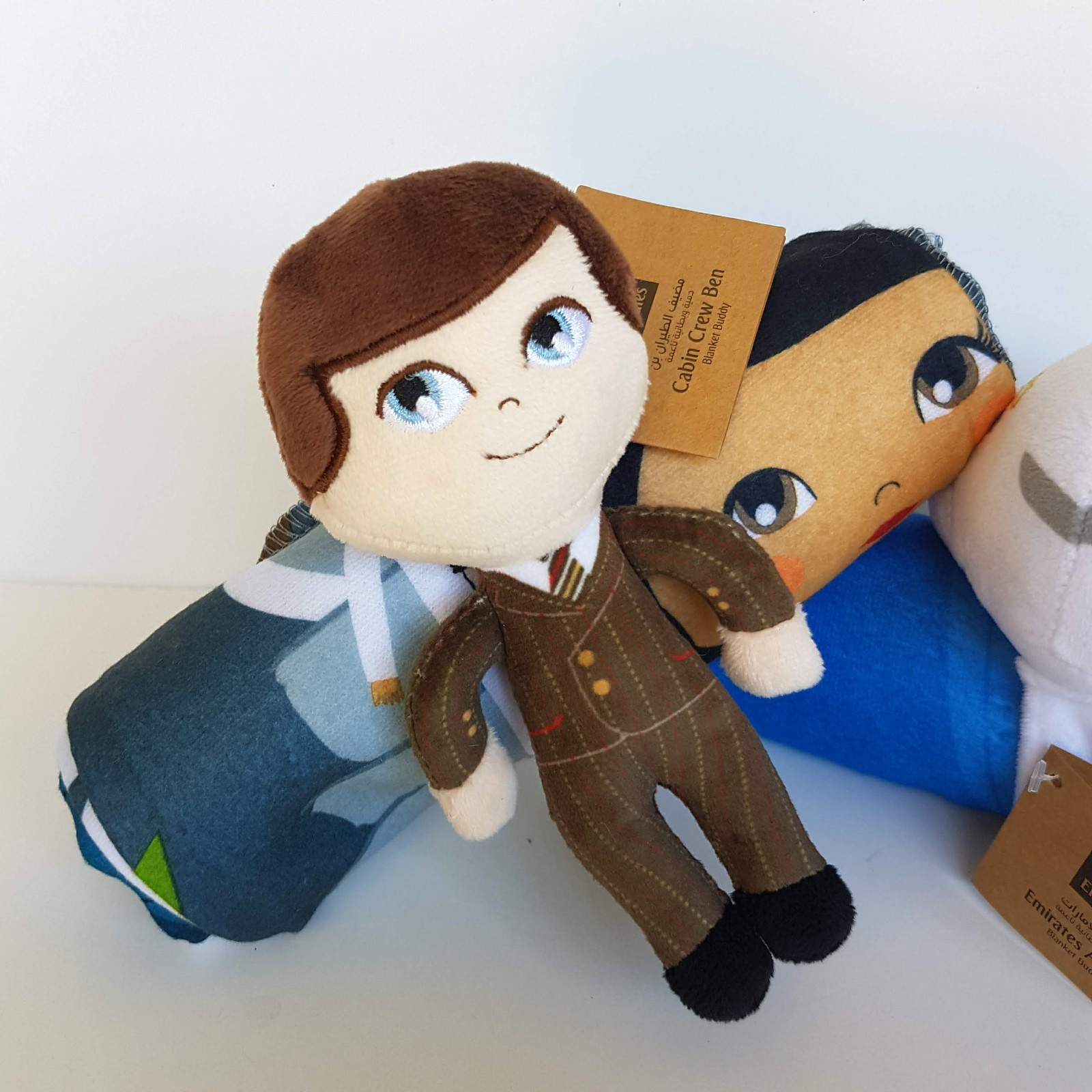 Emirates BLANKET BUDDY x 2 Business Class Toy Aircraft Plane Cabin Crew Ben TAGS1