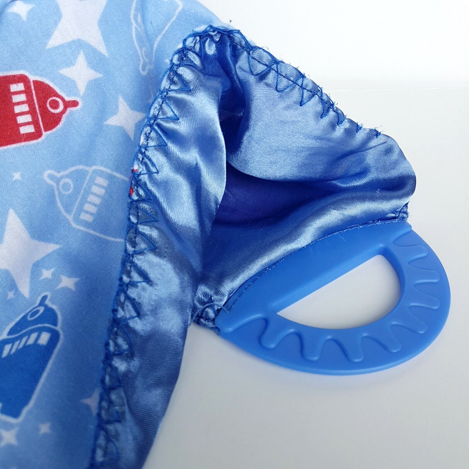 Target ROBOT Baby Lovey Security Blanket Plush Comforter Satin Soft Toy Blue3