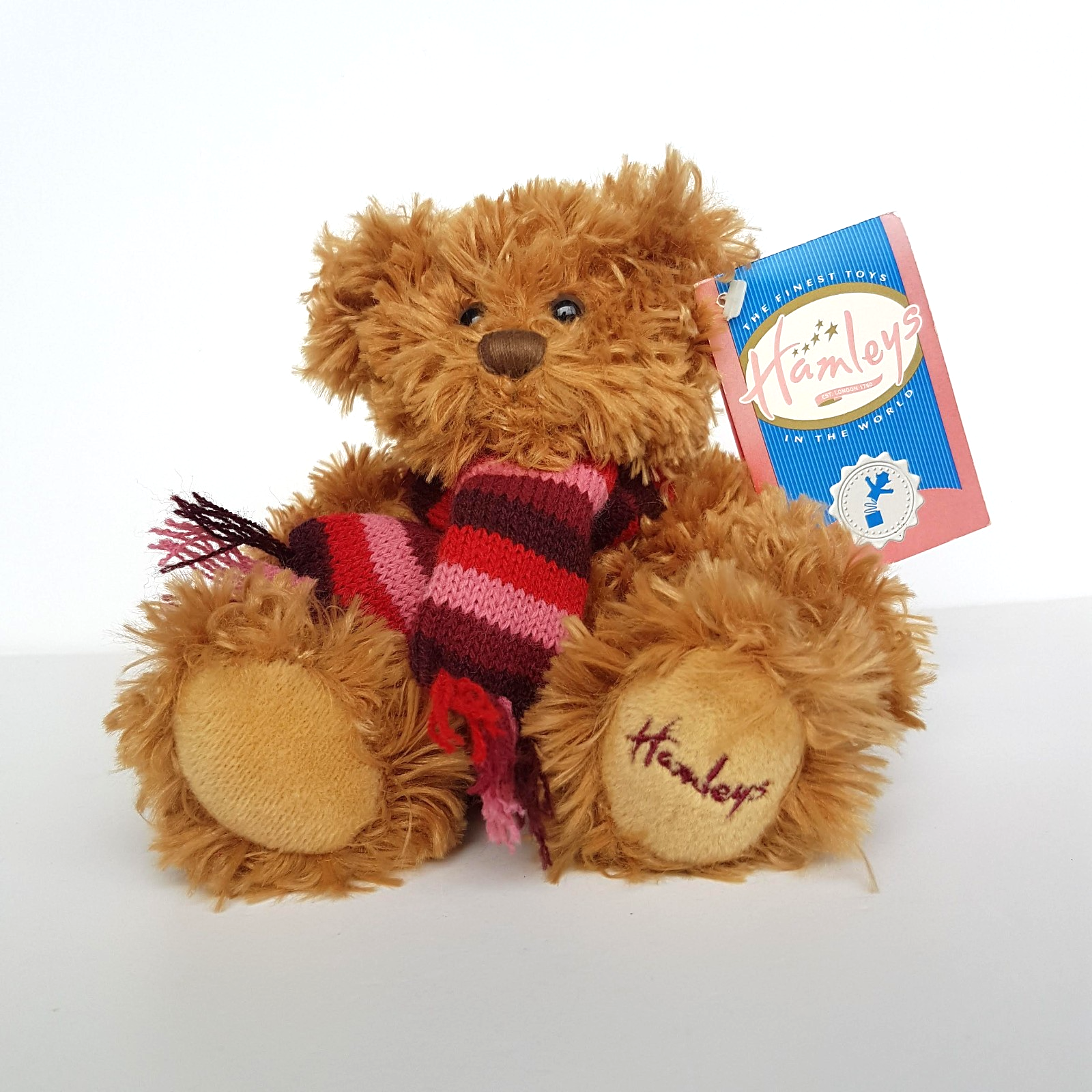 Hamley's TEDDY CARAMEL Plush Scarf 20cm TAGS Stuffed Animal Cute Small Soft Toy4
