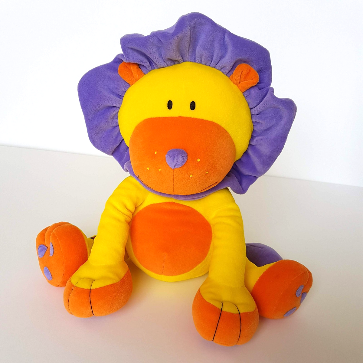 Rare Playgro VELOUR LION Cat Plush 33cm Colour Block Soft Toy Stuffed Animal HTF0