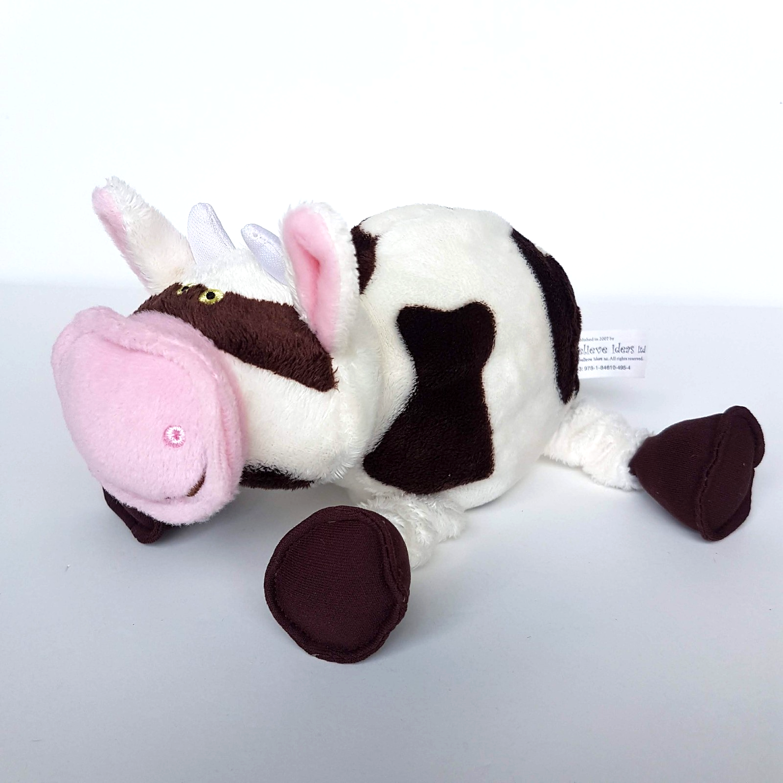 Rare MAKE BELIEVE IDEAS Plush Cow 2007 18cm Stuffed Animal Soft Toy Farm Floppy0
