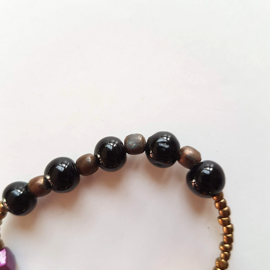 Blue Illusion BOHEMIAN BEADED NECKLACE Black Purple Orange Turquoise Bronze6