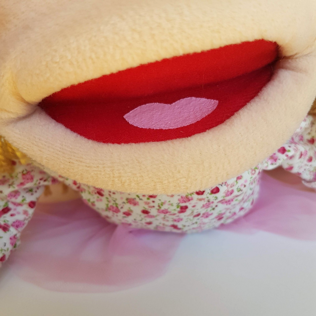 Kmart HAND PUPPET Girl Pink Tutu Floral Stuffed Kids Pretend Play Soft Toy4