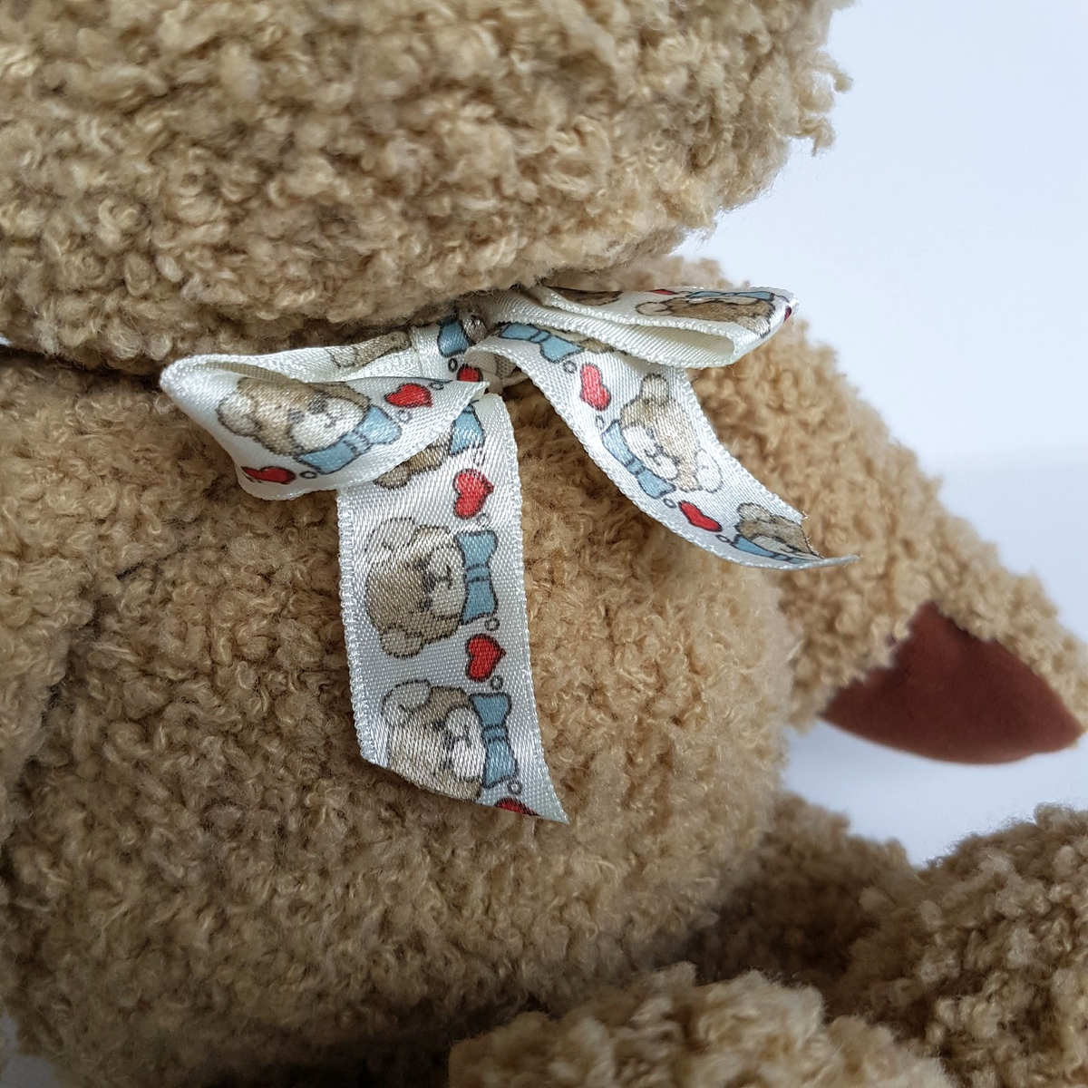 Vintage Korimco TEDDY BEAR Plush 32cm Stuffed Animal Soft Toy Heavy Flocked Nose3