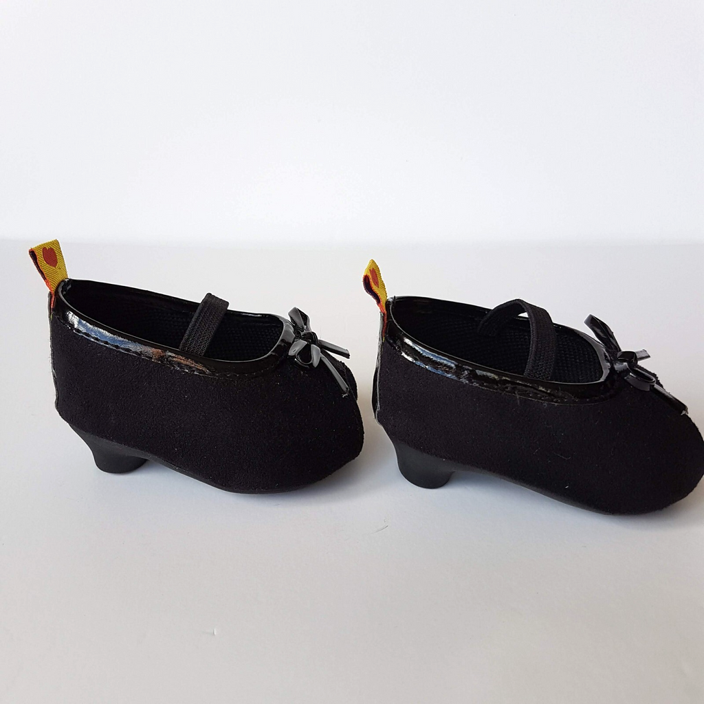 Build A Bear Workshop BLACK PEEP TOE HEEL Girl Shoes Clothes Patent Bow Cute BAB2