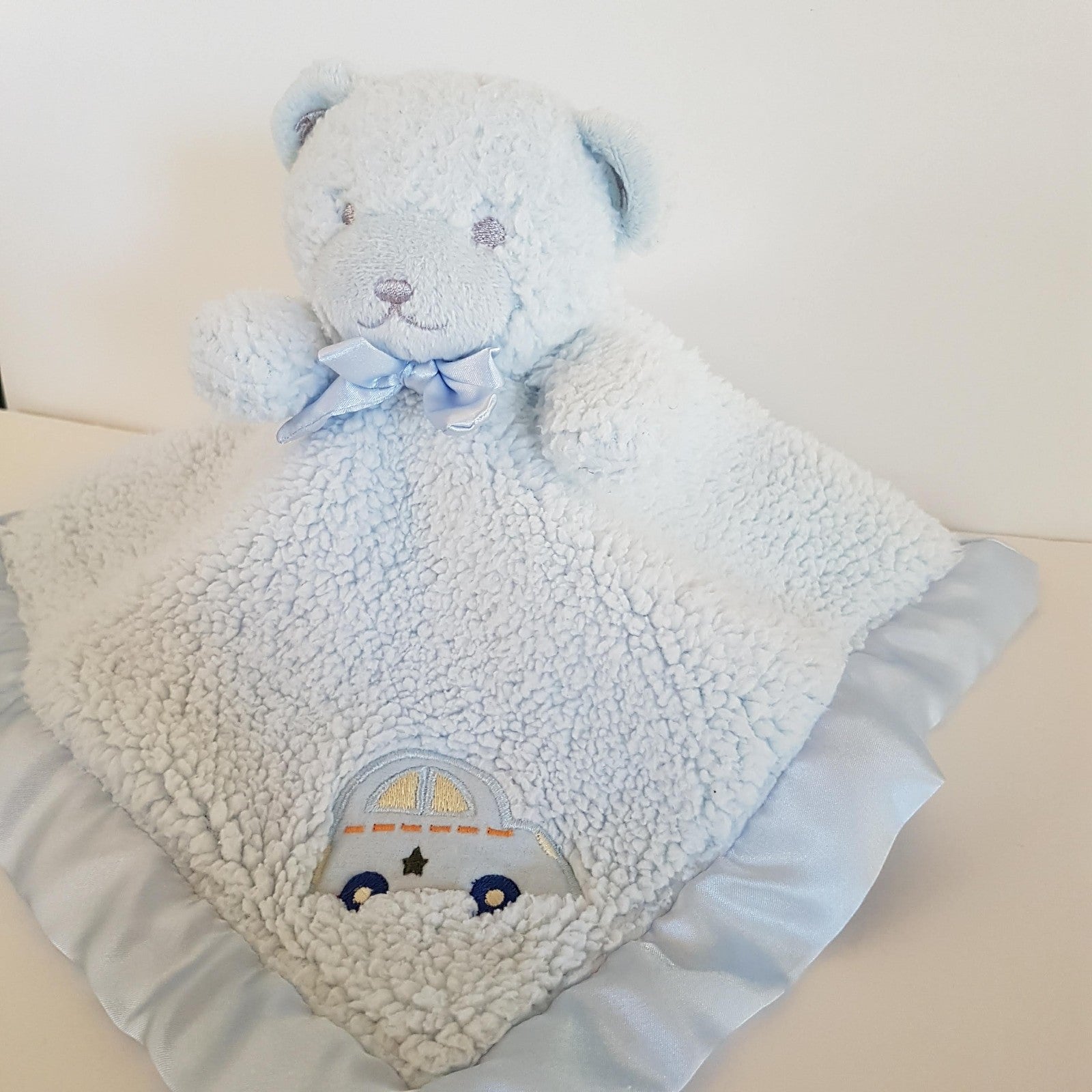 Katie Little BLUE CAR BEAR Lovey Security Blanket Comforter Plush Soft Toy Sleep3