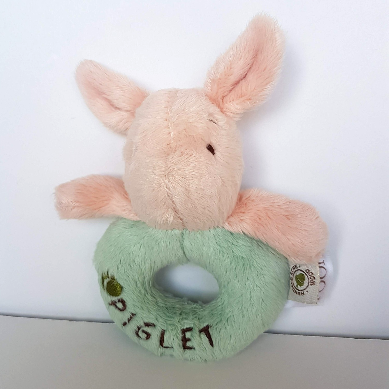 Hundred Acre Wood PIGLET RATTLE Lovey Winnie The Pooh Plush Security Soft Toy0