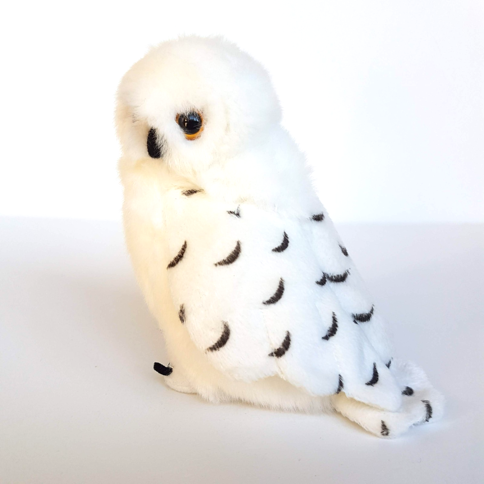 WHITE SNOWY OWL Plush Bird Stuffed Animal 13cm Soft Toy Beanbag Yellow Eye Bird0