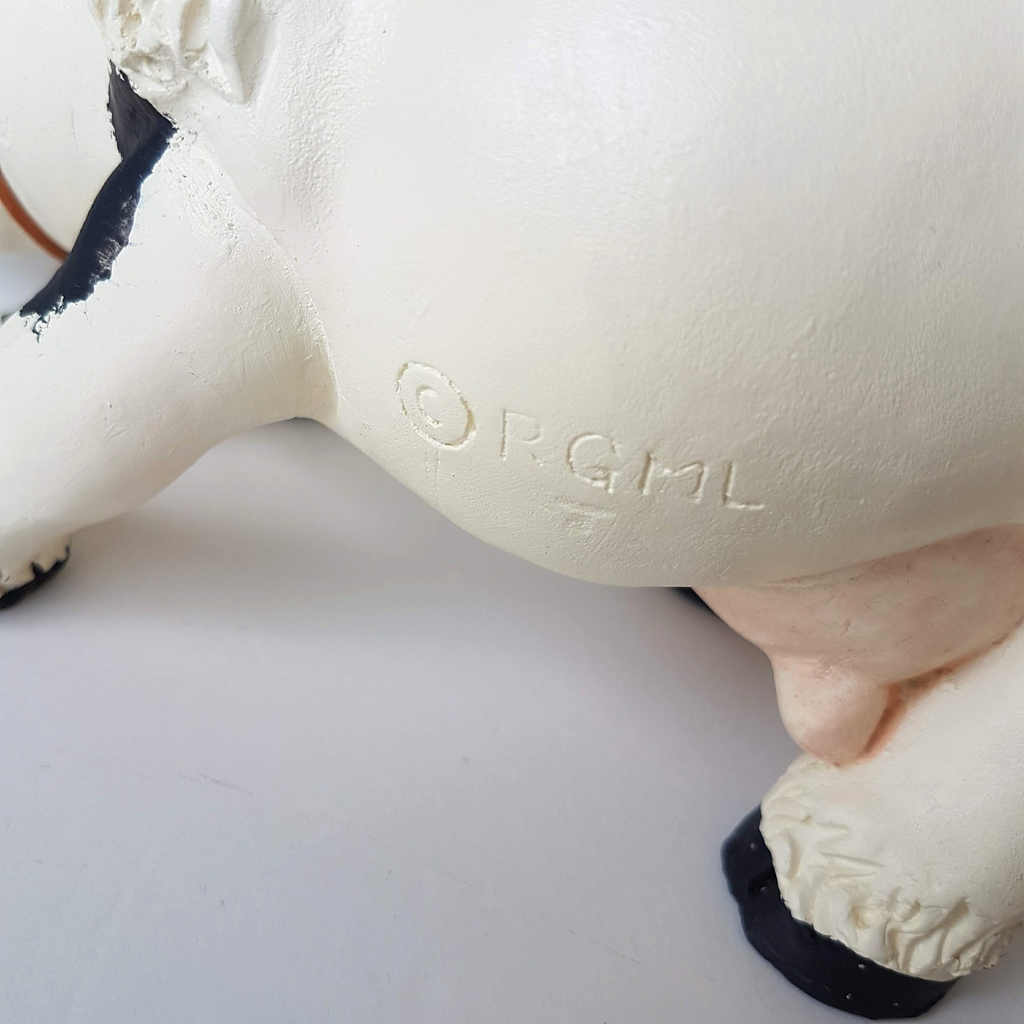 Vintage Heavy COW Figure Statue RGML Bell Resin Holstein Collectible Black White8