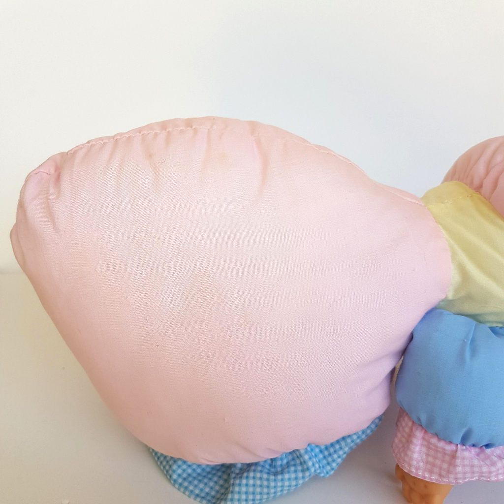 Vintage H.K City PUFF DOLL Baby Doll Puffy Body Bonnet Pink Blue Collectible Toy13