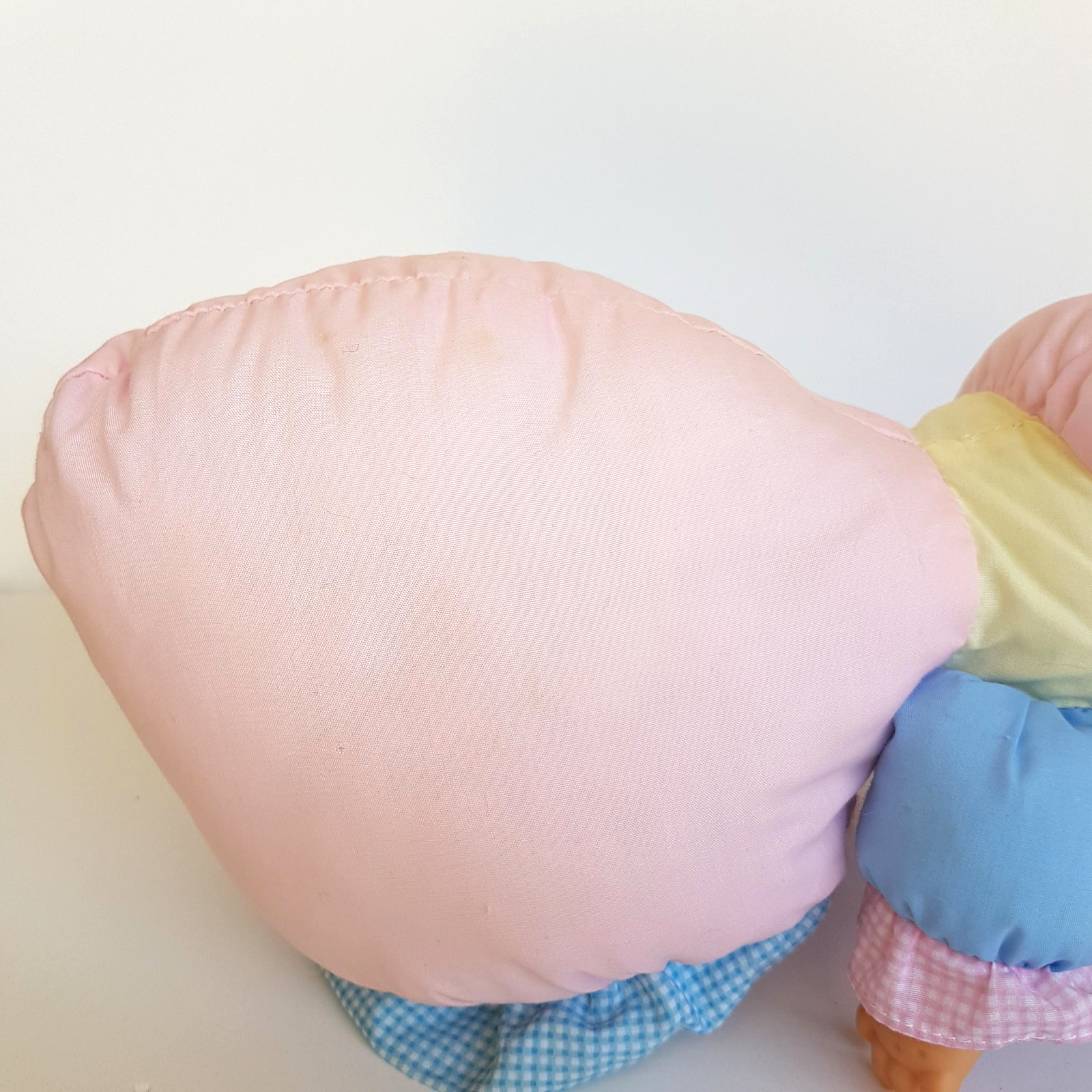 Vintage H.K City PUFF DOLL Baby Doll Puffy Body Bonnet Pink Blue Collectible Toy13