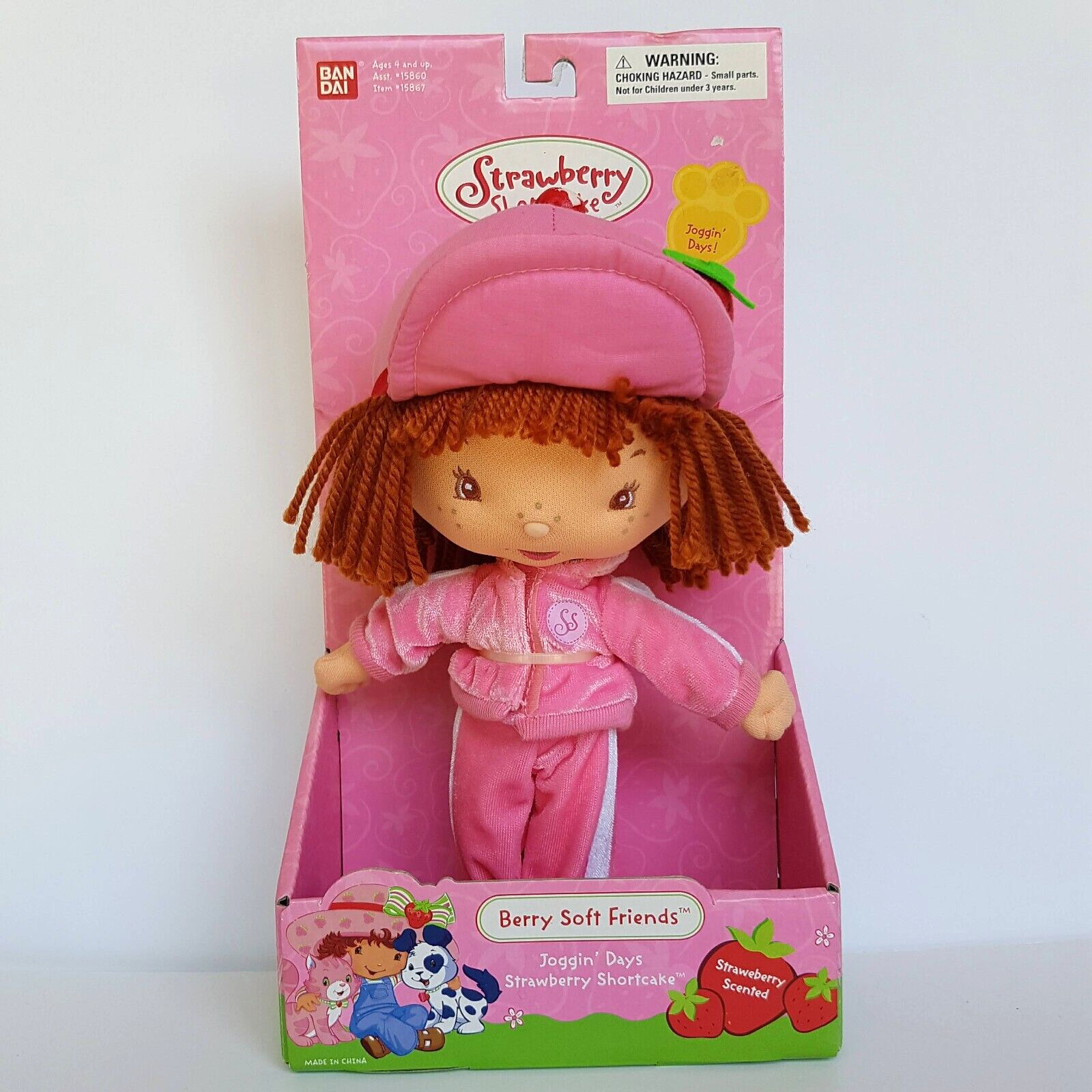 STRAWBERRY SHORTCAKE Berry Soft Friends Joggin' Days Pink Plush Rag Doll BOXED0