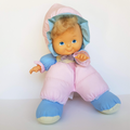 Vintage H.K City PUFF DOLL Baby Doll Puffy Body Bonnet Pink Blue Collectible Toy0