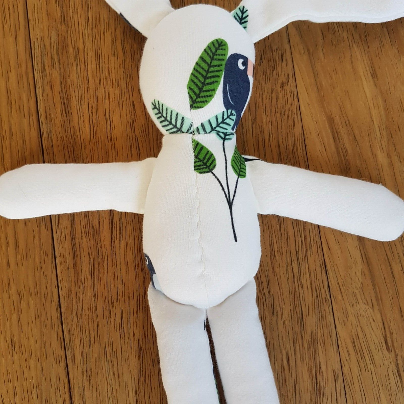 COUNTRY ROAD Baby Bunny Comforter Rabbit Plush Organic Cotton Tropical Birds9