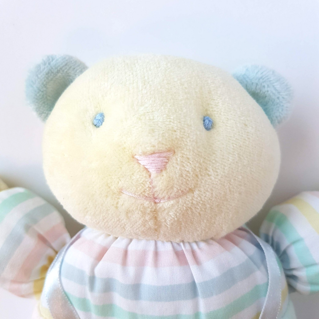 Vintage EDEN TEDDY BEAR 123 Plush Pastel Terry Cloth Baby Rattle Soft Toy Cute9