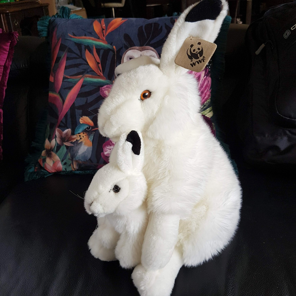 Rare WWF White ARCTIC HARE + BABY Plush Stuffed Animal Soft Toy Collectible HTF1